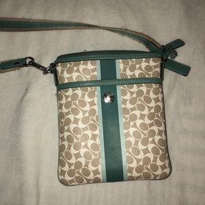 Teal/Tan Coach Crossbody Purse
